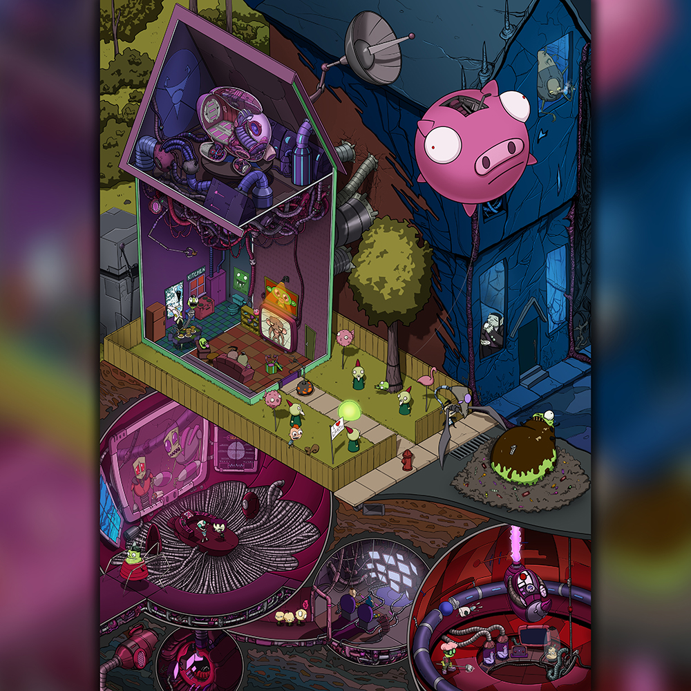 Invader Zim's base - cross section poster